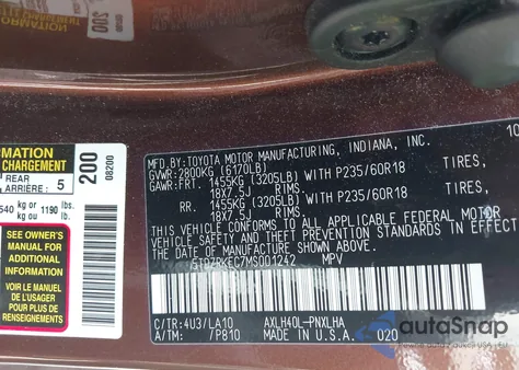2021 Toyota Sienna Limited from USA, damaged, VIN 5TDZRKEC7MS001242